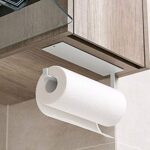 Porte Essuie Tout Auto-Adhésif Supports pour Papier Essuie-Tout en Dérouleur Porte Rouleau de Cuisine Mural pour Armoire de Cuisine ou Salle de Bain
