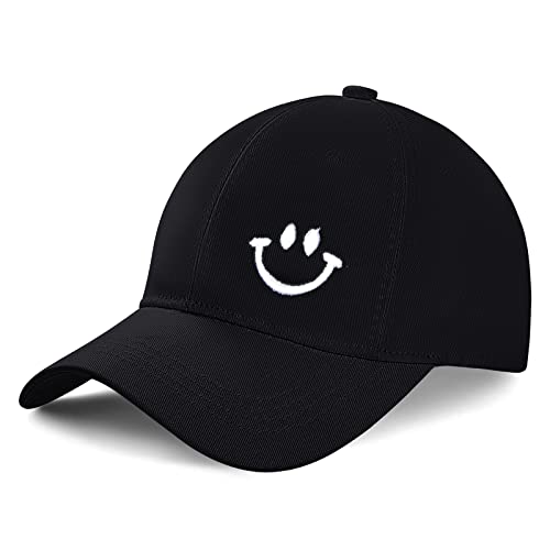 QH-ShopCasquette Baseball Femme Homme Réglable Chapeau de Baseball Cap Broderie Visage Souriant Anti UV Extérieure Casquette de Sport pour Voyage Randonnée Pêche