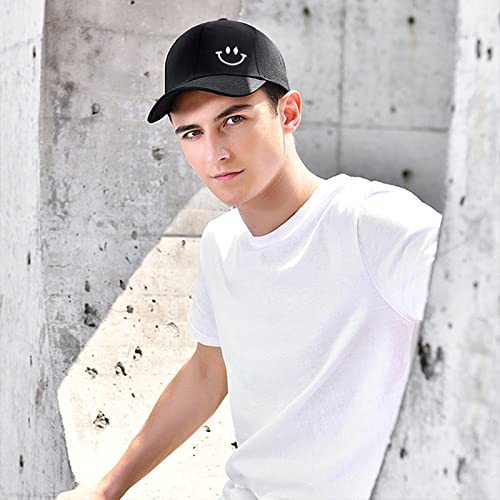 QH-ShopCasquette Baseball Femme Homme Réglable Chapeau de Baseball Cap Broderie Visage Souriant Anti UV Extérieure Casquette de Sport pour Voyage Randonnée Pêche – Image 3