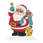 Qoier 5D DIY Diamant Art Table Décor Noël Décor Rond Bureau Diamant Peinture Ornement Père Noël Dessus de Table Diamant Peinture Décor Diamant Peinture Table Décor pour Bureau à Domicile Déc