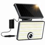 Quntis Lampe Solaire avec Détecteur de Mouvement Projecteur Puissant 3000LM 85 LED Lumière 3 Modes d'éclairage, Etanche IP65 Applique Murale Extérieur Jardin avec Câble de 5m