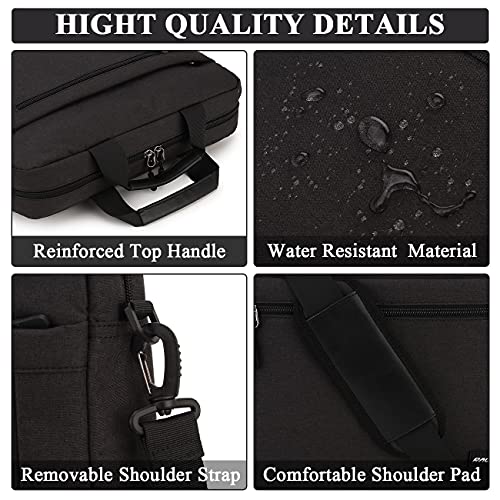 RAVUO Sacoche Ordinateur Portable 15.6 Pouces Imperméable Sac Ordinateur Hommes Femmes Sac à Bandoulière Sac à Main PC Tablette Ordinateur Mallette Cartable pour Collège Travail Affaires Voyage Noir – Image 3