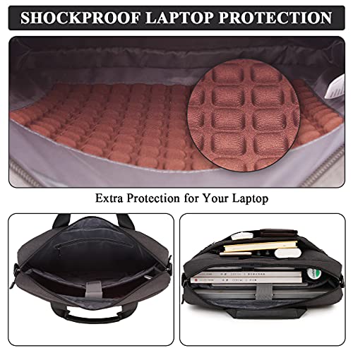 RAVUO Sacoche Ordinateur Portable 15.6 Pouces Imperméable Sac Ordinateur Hommes Femmes Sac à Bandoulière Sac à Main PC Tablette Ordinateur Mallette Cartable pour Collège Travail Affaires Voyage Noir – Image 4