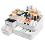 REFORUNG Organisateur de Maquillage Blanc Boîte de Rangement Maquillage Organisateur Maquillage Tiroir Cosmetique Organisateur en Plastique Makeup Organize pour Ranger Rouge à Lèvres et Cosmétiques