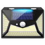 RISEMART Lampe Solaire Exterieur, 153LED Lumiere Solaire Exterieur avec Detecteur de Mouvement Étanche Eclairage Exterieur Solaire Spot Led ​Sans Fil pour Jardin,Terrasse,Garage