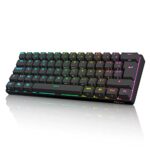 RK ROYAL KLUDGE RK61 Clavier Gaming sans Fil, AZERTY Mecanique 60% Bluetooth/2.4Ghz/USB-C Interrupteur Rouge Remplaçable à Chaud Compatible avec MacBook/iPad/Mac OS/Windows PC Tablette, Noir