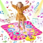 RONIPIC Tapis de Danse pour Enfants de 3 à 12 Ans, Tapis Musical Jouet de Jeu de Danse, 3 Modes et 8 Niveaux de Défi Cadeau Fille 6 Ans