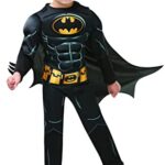 RUBIES - DC officiel - BATMAN - Déguisement luxe enfant édition Batman 80 ans noir - Taille 5-6 ans - Costume avec combinaison matelassée,demi ceinture, cape détachable et masque inclus