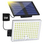 Realky Lampe Solaire Extérieur detecteur de mouvement, lumière led solaire exterieur puissante 113 LED 2000mAh 4 Modes, luminaire spot solaire éclairage mural d'extérieur avec câble 5M, 1 pièce