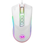 Redragon M711W Cobra White Souris Gaming Blanche, capteur Optique Pixart P3325 de 10.000 DPI, éclairage RGB, mémoire intégrée, interrupteurs 20 Mill clics - PC Windows Compatible