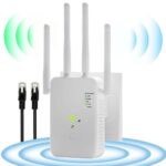 Répéteur WiFi Puissant, 1200Mbps Amplificateur WiFi Dual Bande 5GHz/2,4GHz WiFi Range Extender avec Port WAN/LAN, WiFi Booster avec Modes Repeteur/AP/Routeur, Compatible Toutes Les Routeur