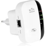 Répéteur WiFi Puissant 300Mbps Amplificateur WiFi Puissant 2.4GHz WiFi Range Booster avec Port Ethernet | WiFi Extender WiFi Booster Compatible 4 Modes | Compatible avec Toutes Les Box Interne
