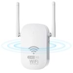 Répéteur WiFi Amplificateur WiFi Puissant 1200Mbps Repeteur WiFi Puissant Double Bande 5GHz~2.4GH, 1 Port Ethernet, Compatible 4 Modes, Compatible avec Tous Les Routeurs, E-WF66