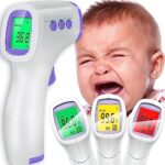 Retoo Thermomètre clinique infrarouge numérique sans contact avec écran LCD, thermomètre frontal pour bébés et enfants, alarme de fièvre tricolore, thermomètre frontal contre la fièvre, appareil