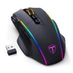 RisoPhy Souris Gamer sans Fil, Tri-Mode 2.4 G/USB-C/Souris Bluetooth,10 000 PPP, RVB, Souris Ergonomique sans Fil, 8 Boutons Programmables,Souris Gaming de Rechargeable,PC/Mac - Noire