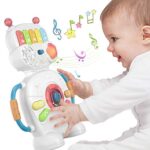Robot de jouet de piano électronique musical pour bébé pendant 1 an, cadeaux de Noël Halloween Nouvel An Jouet sensoriel pour bébés, tout-petits, garçons, filles et jeux d'anniversaire 6-12 mois