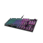 Roccat Vulcan TKL - Clavier de jeu mécanique compact RGB, rétroéclairage AIMO LED touche par touche, interrupteurs linéaires Titan, plaque supérieure en aluminium, molette multimédia, noir
