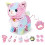 RuiDaXiang Jouet électronique en Peluche pour Chat avec Laisse télécommandée,Chat interactif réaliste, Marchant,Comprend des Accessoires pour Chat (Coloré Chat)