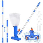 S-Union Aspirateur de Piscine,Kit d'entretien pour Piscine,avec Aspiration, Sac à Feuilles,Écumoire et Manche Télescopique de 40 '',Idéal pour Piscines,Bassins,Fontaine
