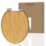 SCHÜTTE Abattant WC Bamboo en bambou massif, abattant de WC durable en bois de bambou, compatible avec toutes les toilettes courantes, très grande résistance au poids, testée jusqu'à 150 kg