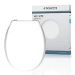 SCHÜTTE BLANC Abattant de WC sans mécanisme d'abaissement automatique | Couvercle de WC avec charnières métalliques | lunette de WC supportant une charge maximale de 150kg | Taille universelle