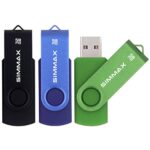 SIMMAX Clé USB 32 Go Lot de 3 USB 2.0 Flash Drive Pivotant Stockage Disque Mémoire Stick Pendrive (32Go Noir Bleu Vert)