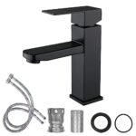 SLFYEE Robinet de salle de bain noir Robinet de lavabo haut Robinet de salle de bain Robinet de lavabo en acier inoxydable Robinet de lavabo cascade pour salle de bain Noir Mat