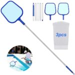 SLKIJDHFB Hot Tub Kit de nettoyage à mailles fines pour piscine avec barre en aluminium à 5 sections pour nettoyage jardin spa 2 mousses filet de piscine 3 chaussettes pour 1 barre télescopique