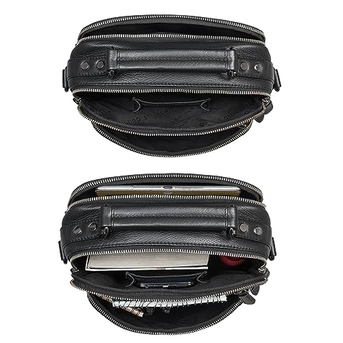 STILORD 'Joe' Pochette Homme Bandoulière Cuir Sacoche petit sac bandouliere hommes besace cuir vintage cartable sacoche travail, Couleur:noir – Image 3