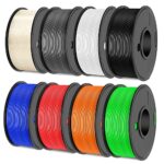 SUNLU PLA+ Paquet de Filament d'imprimante 3D Multicolore, 1.75mm, Neatly Wound 2kg, 8 Packs Bobines de 0.25kg,8 Couleurs,Noir+Blanc+Gris+Transparent+Rouge+Bleu+Vert+Orange