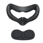 SUPERUS Silicone Face Cover Actualisé avec Protection Lentille pour Oculus/Meta Quest 2, Accessoires VR Nettoyables Anti-Fuite de Lumière pour Garder Votre Casque VR sans Sueur et Hygiénique (Noir)
