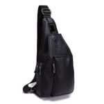 Sac de Poitrine Homme Sac à Bandoulière, Sac Rétro en Cuir en Bandoulière Vntage D'affaire Poche pour Voyage Randonnée Sport (noir)