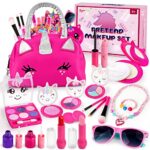 Sanlebi Maquillage Enfant Fille, 20 PCS Faux Coffret Maquillage Jouet, Trousse de Maquillage Cadeau d'anniversaire pour Filles de 3 4 5 Ans