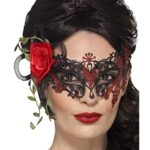Smiffys 44957 Day of the Dead Metal Filigree Eye Mask (One Size), Black