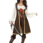 Smiffy's Costume jeune fille pirate de haute mer, avec robe, pantalon et baudrier - M