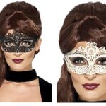 Smiffy'sSmiffys Déguisement Adulte, Masque filigrane en dentelle brodée, Couleur: Noir, 44282