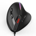 Souris Ergonomique Verticale Filaire RVB avec 9 Boutons Programmables et 6 DPI(1000-12800) Réglables Optiques Gaming Mouse pour PC Mac Ordinateur