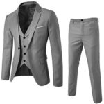 SunenjoyCostume Homme 3 Pcs Costard Blazer Veste et Pantalon Gilet Mariage Party Affaire Cérémonie Smoking Couleur Unie Un Boutons d'affaire Mariage Slim fit Veste et Pantalon