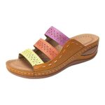 SusenstoneSandales Compensée Femme Bout Ouvert Pantoufles Slip-on Été Claquettes Nu Pieds Semelle Confortable Chaussures Antidérapant de Plage Wedges Platform Slipper Bohemia Beach Sandals