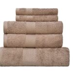 Sweet Green - Ensemble de 5 Serviettes de Luxe 100% Coton Bio peigné 650g/m2 - Usage Quotidien - Emballage sans Plastique - Séchage Rapide - Douces, moelleuses et très absorbantes-(Taupe)