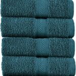 SweetNeedle Lot de 4 Grands draps de Bain (70 x 140 cm) - 500 g/m² 100% Coton de Luxe, Ultra Doux, qualité hôtelière, très Absorbant pour Salle de Bain, Douche, Plage et Usage Quotidien (Sarcelle)