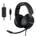THE G-LAB Korp THALLIUM Casque Gaming USB Son 7.1 Digital Surround - Micro Casque Gamer Audio Haute Qualité - Microphone à réduction de bruits - LED RGB - Compatible PC PS4 PS5 (Noir)