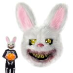 TKGEOUEMasque De Lapin Halloween,Masque De Lapin Sanglant,Masque d'Horreur,Masque De Lapin Sanglant Halloween Peluche Cosplay Masque pour Costume De Fête Jeux Enfants Adultes