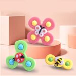 TLHWIN 3 pièces Ventouse Jouet de Ventouse de Table, Jouets sensoriels pour bébé, Jeu de Ventouse sûr, Doigts de Bain de bébé Spinner à Main Jouet Cadeau Rotatif pour Enfants Enfants (Insecte) FBR-2