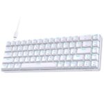 TMKB Clavier Gamer Mécanique, T68SE 60% Mini Compact USB Câblé Clavier Gaming, US QWERTY Layout Brown Switches Anti-Ghosting Keyboard for Computer PC Windows/Laptop/Mac OS, Blanc
