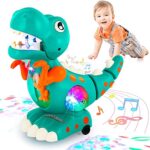TNOIE Jouet dinosaure pour garçon, jouet pour bébé avec lumière fraîche et musique, Bump and Go Projection et Wag Tail Dino, jouet pour bébé pour enfants 3 à 4 ans