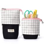 TOYESS Trousse à Crayons Télescopique en Toile Durable - Etuis à Crayons Pour Garçons Filles Etudiants et Fournitures de Bureau, Blanc