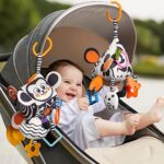 TUMAMA Contraste élevé, Noir et Blanc Jouets pour Bébés 0-3 Mois pour Nouveau-né, Suspendu Jouet pour Poussette,Douceur Sensoriels Hochets Jouets Cadeau avec Wind Chime