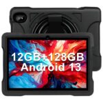 Tablette 10 Pouces 12Go RAM+128Go ROM 1TB To, Tablette Famille/Tablette Enfants, Andorid 13, WiFi 5G, BT 5.0, GPS, Cores 2.0 Ghz, Google GMS, 8MP+5MP, Kids Space, Play Store, avec Coque EVA - Noir