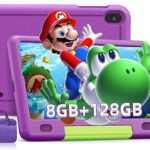 Tablette Tactile Android 12 GMS, 8Go RAM+128Go/TF 1TB ROM, Octa Core, Tablette 8 Pouces, 5Ghz+2.4Ghz Dual WiFi, Parental Contrôle, Kid Éducatifs, AI Fonction, Caméra 8+5MP, Tablette pas Cher avec Étui